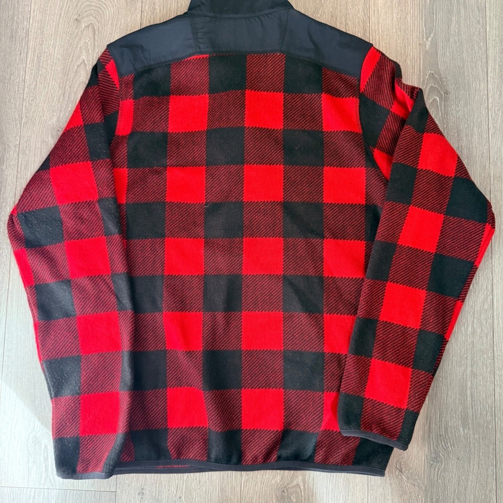 Columbia Men's Buffalo Plaid Fleece Quarter Zip Pullover Black Red Size M - Picture 7 of 7